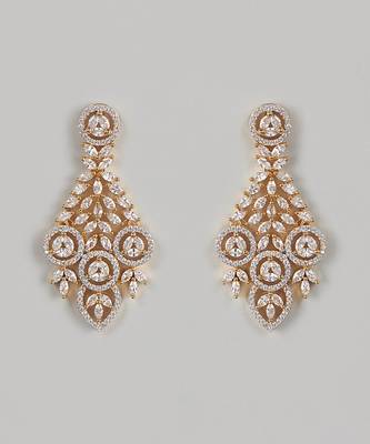 Gold Finish Diamond Dangler Earrings 1
