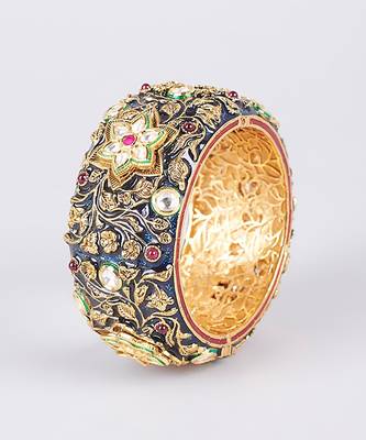 Gold Finish Handcrafted Meenakari Kada 1