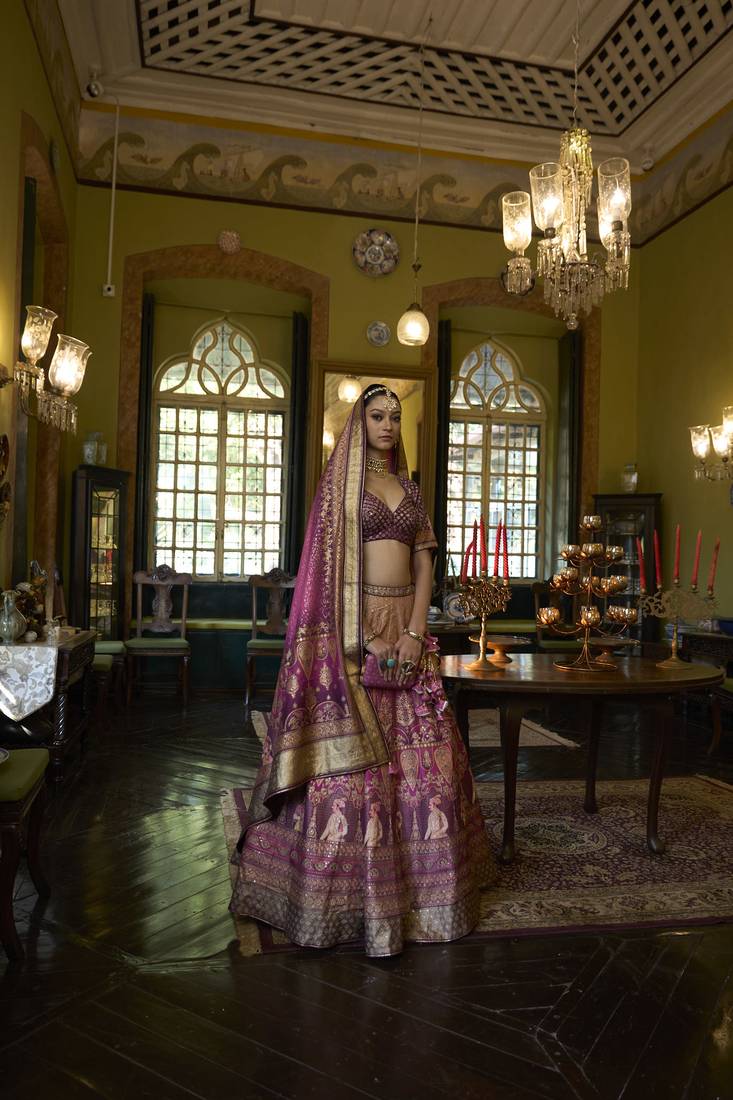 BLUSH RUST WITH EMERALD TONE Embroidered Silk Traditional Lehnga Choli with Blouse Free Size