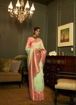 Green Keith Linen Festive Wear Weaving Saree Collection 1