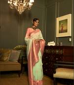 Green Keith Linen Festive Wear Weaving Saree Collection