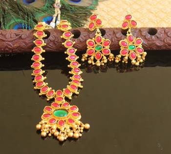 Matte finish kempu necklace set 1