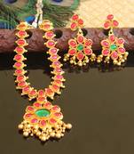 Matte finish kempu necklace set