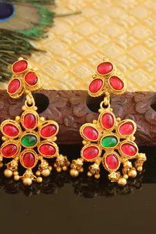 Matte finish kempu necklace set