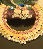 Matte finish temple coin necklace set