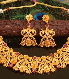 Designer matte finish peacock necklace set