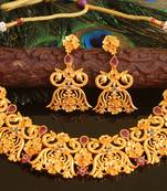 Designer matte finish peacock necklace set