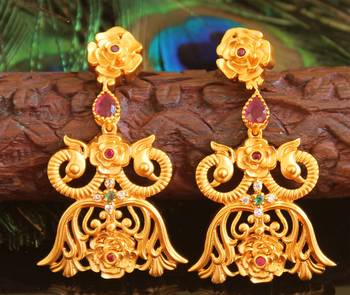 Designer matte finish peacock necklace set 3