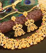 Designer matte finish peacock necklace set