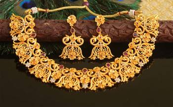 Designer matte finish peacock necklace set 2