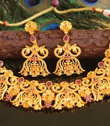 Designer matte finish peacock necklace set