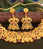 Designer matte finish peacock necklace set