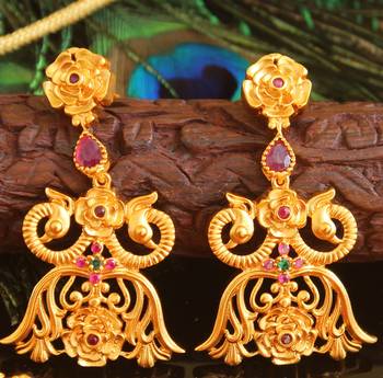 Designer matte finish peacock necklace set 2