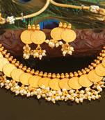 Designer matte finish Temple necklace set