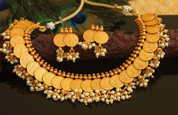 Designer matte finish Temple necklace set 2