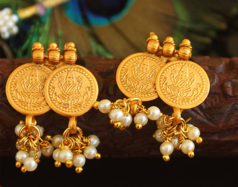 Designer matte finish Temple necklace set