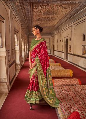 Honey Yellow Patola Silk Blend Saree With Blouse 3