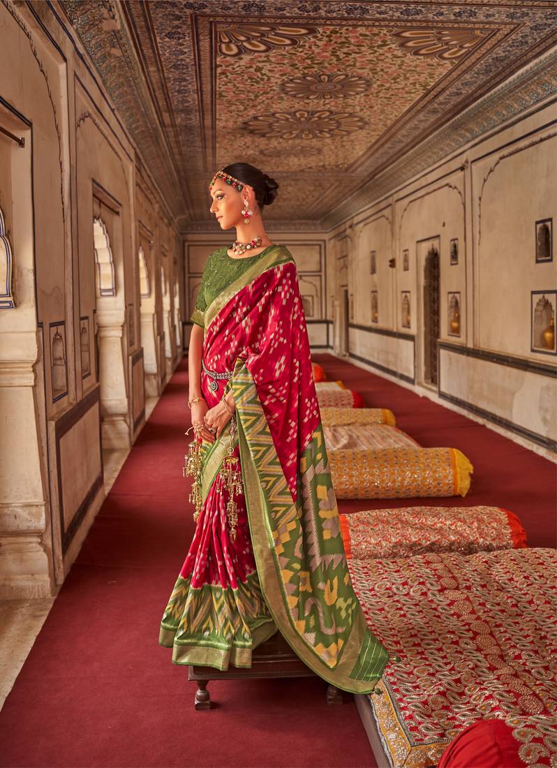 Honey Yellow Patola Silk Blend Saree With Blouse