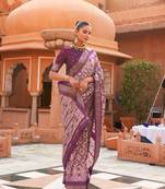 Purple Patola Silk Blend Saree With Blouse