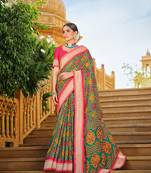 Multicolor Patola Silk Blend Saree With Blouse