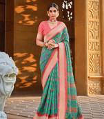 Multicolor Patola Silk Blend Saree With Blouse