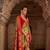 Mehndi Green And Red Patola Silk Blend Saree With Blouse