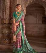 Multicolor Patola Silk Blend Saree With Blouse