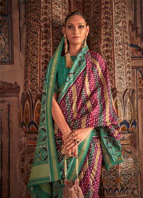 Multicolor Patola Silk Blend Saree With Blouse 2