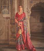Multicolor Patola Silk Blend Saree With Blouse