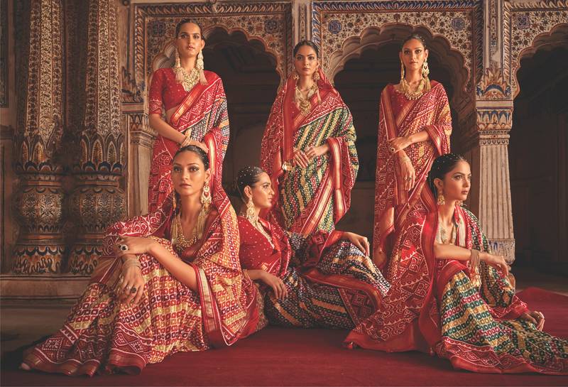 Multicolor Patola Silk Blend Saree With Blouse