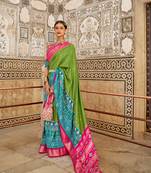 Multicolor Patola Silk Blend Saree With Blouse