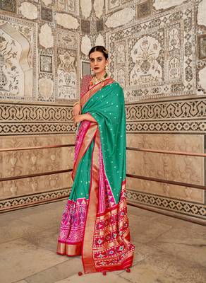 Multicolor Patola Silk Blend Saree With Blouse 1