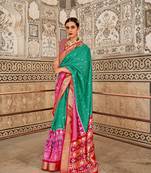Multicolor Patola Silk Blend Saree With Blouse