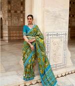 Multicolor Patola Silk Blend Saree With Blouse