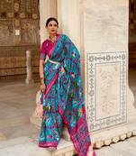 Multicolor Patola Silk Blend Saree With Blouse