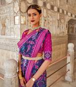 Multicolor Patola Silk Blend Saree With Blouse