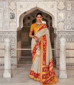 Multicolor Patola Silk Blend Saree With Blouse