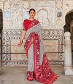 Multicolor Patola Silk Blend Saree With Blouse