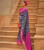 Multicolor Patola Silk Blend Saree With Blouse