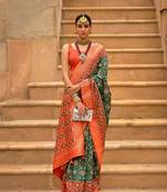 Multicolor Patola Silk Blend Saree With Blouse