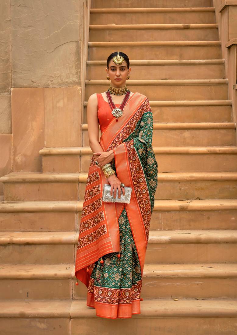 Multicolor Patola Silk Saree with Blouse