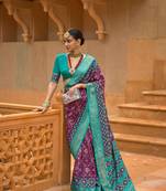 Multicolor Patola  Silk Blend Saree With Blouse
