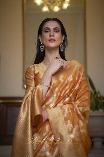 Orange Keesha Organza Designer Handloom Saree Collection