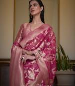 Pink Keesha Organza Designer Handloom Saree Collection