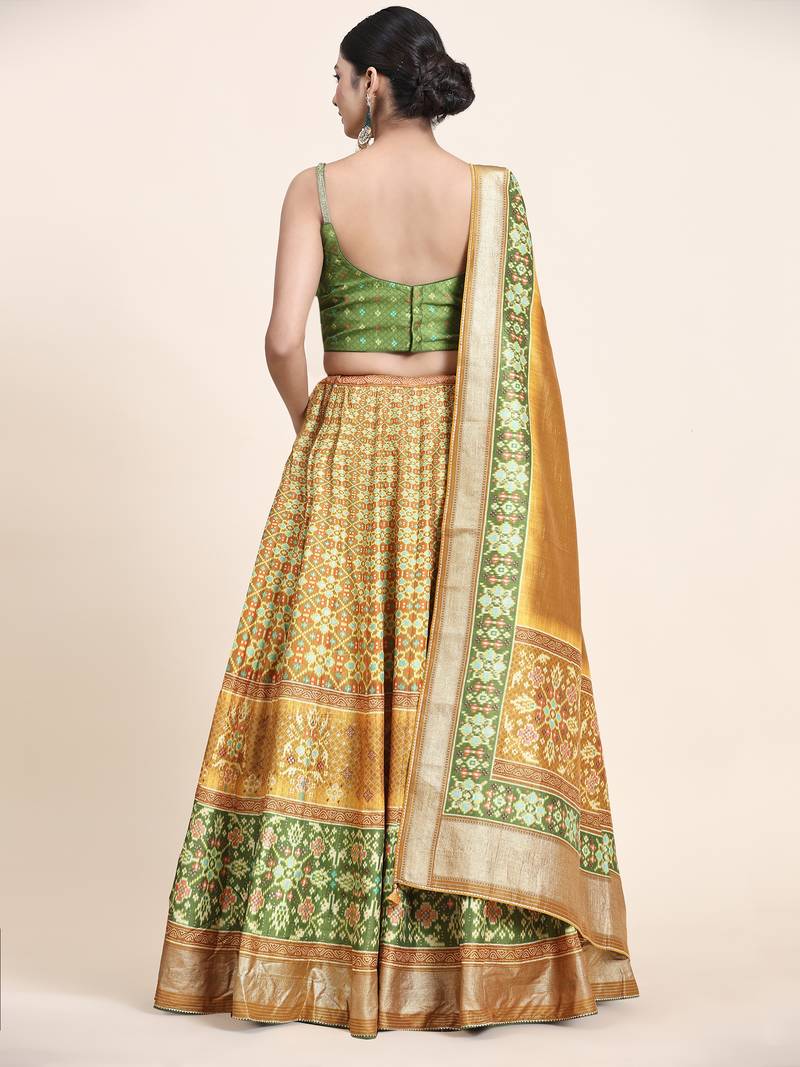 Multi Colour Embroidered Silk Traditional Lehnga Choli with Blouse Free Size