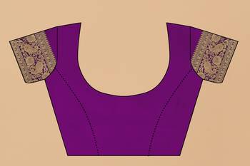 KORAMS DESIGN BANARASI SILK PURPLE FLORAL DESIGN ZARI WOVEN BORDER PARTY WEAR SAREE WITH BLOUSE  5