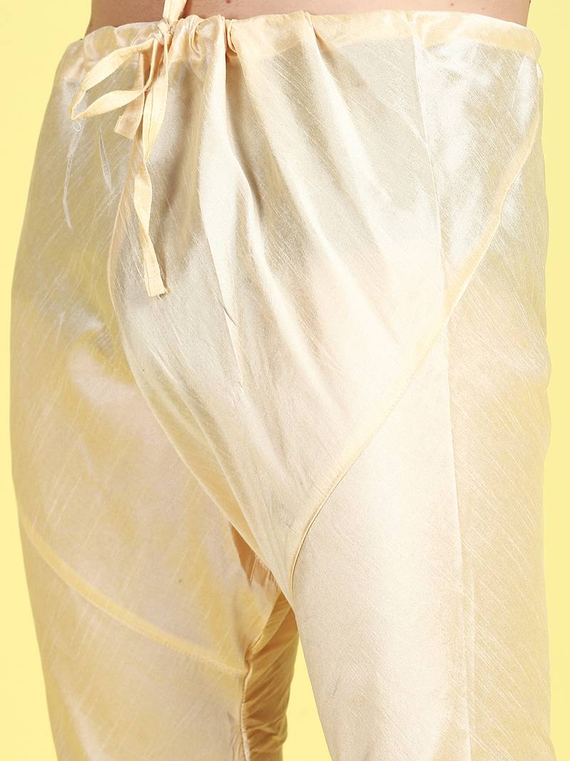 Sanwara Men Yellow Floral Straight Bandi Jacket with Kurta & Churidar