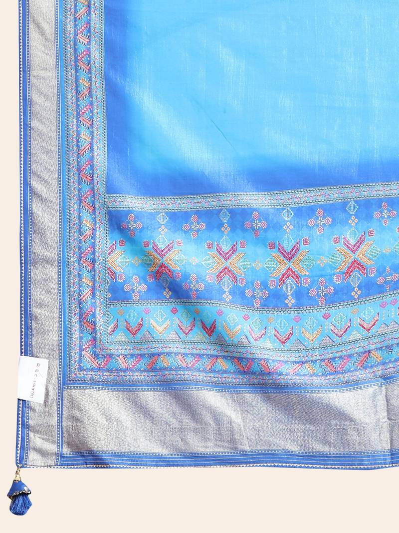 Multi Colour Embroidered Silk Traditional Lehnga Choli with Blouse Free Size