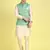 Sanwara Men Light Green Printed Straight Bandi Jacket with Kurta & Churidar