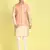 Sanwara Men Peach Printed Straight Bandi Jacket with Kurta & Churidar